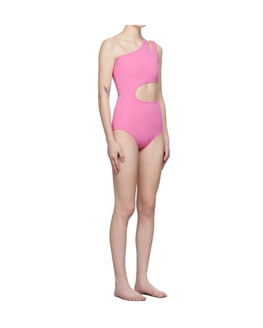 Pushbutton Pink Hollow-Out Bodysuit