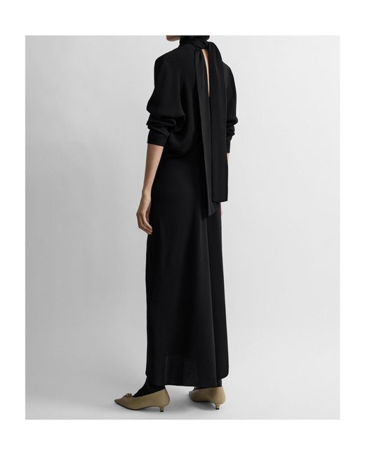 Totême  Black Totême Scarf-Neck Long Sleeved Maxi Dress