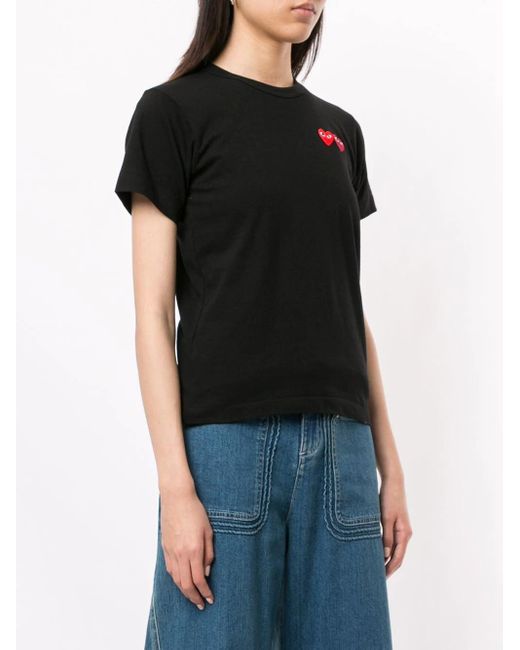 COMME DES GARÇONS PLAY Black Logo Embroidered Crew Neck T-Shirt