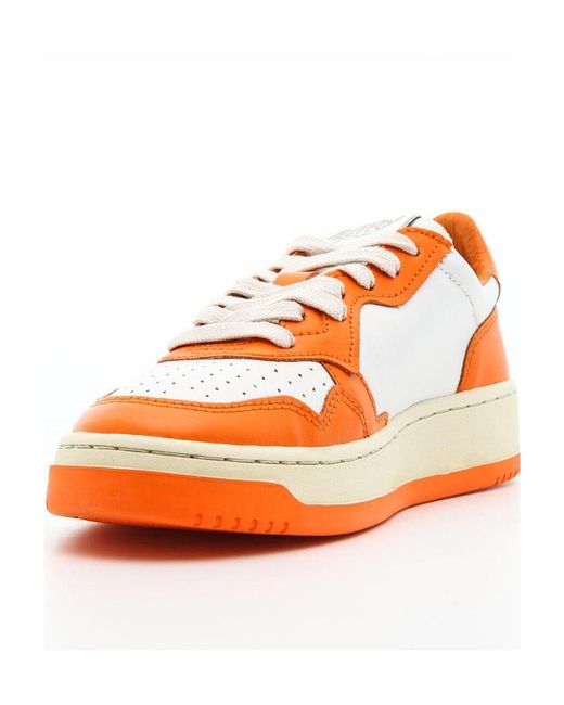 Autry Orange Medalist Bicolor Low-Top Sneakers