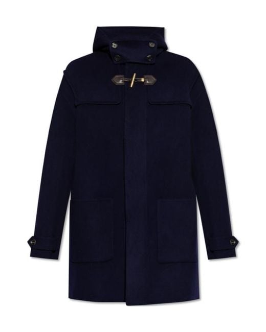 Moschino Blue Frog Closure Hooded Coat for men