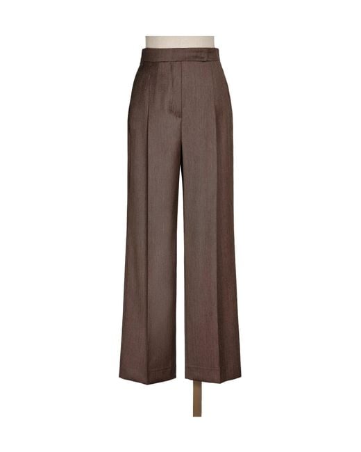 Max Mara Brown Wool And Silk Blend Trousers