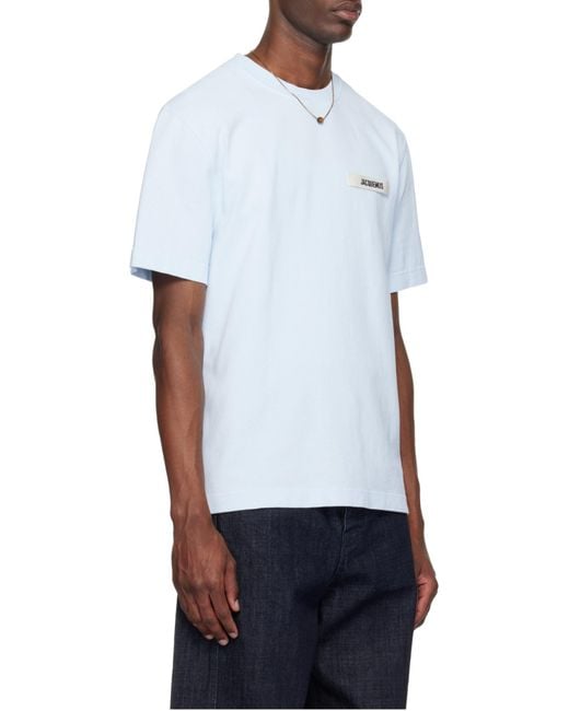Jacquemus Blue Logo Patch Crewneck T-Shirt for men