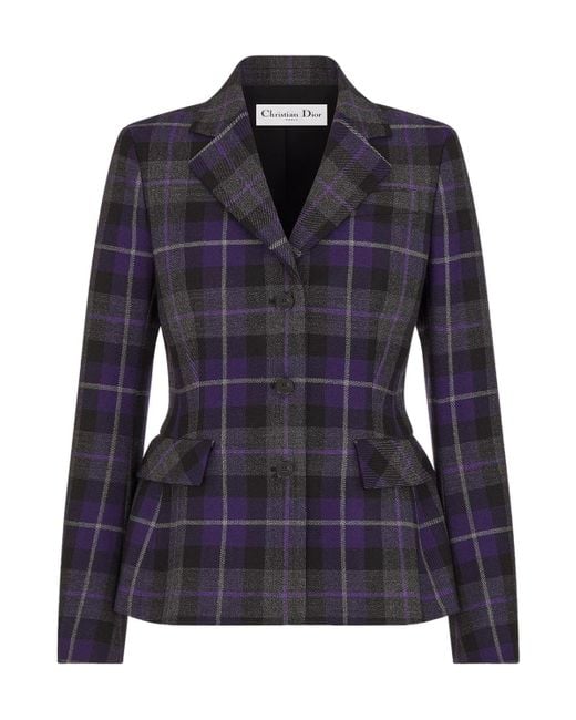 Dior Blue Christian Checked Single-Breasted Jacket