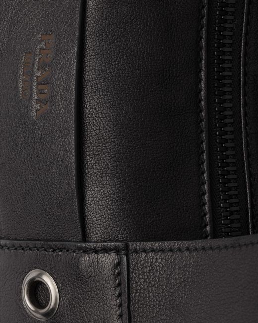 Prada Black Route Large Leather Top-Handle Bag