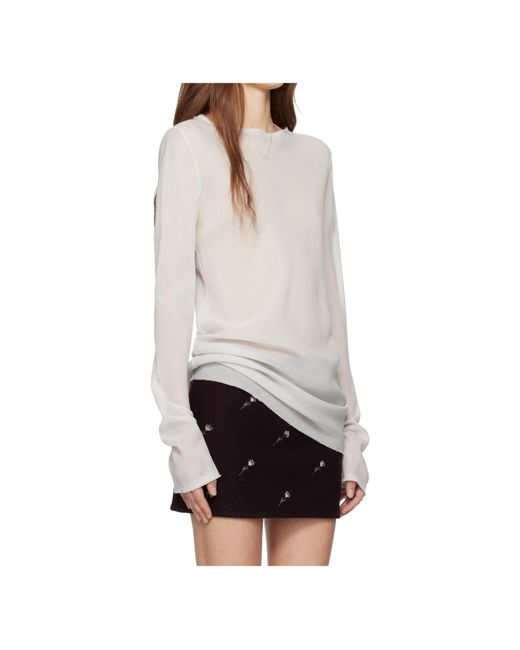 Rier White Raw-Edge Bias-Cut Top