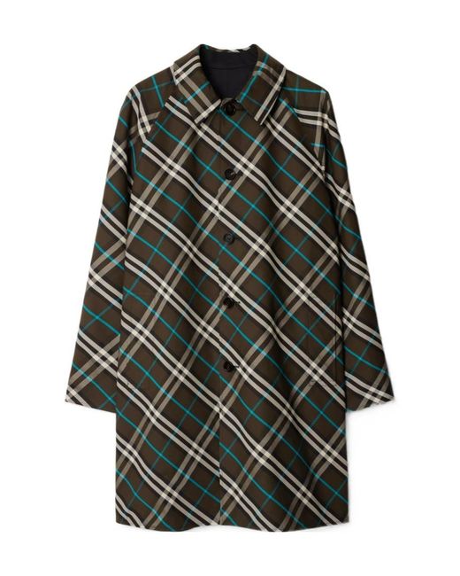 Burberry Black Nova Check Reversible Buttoned Coat for men