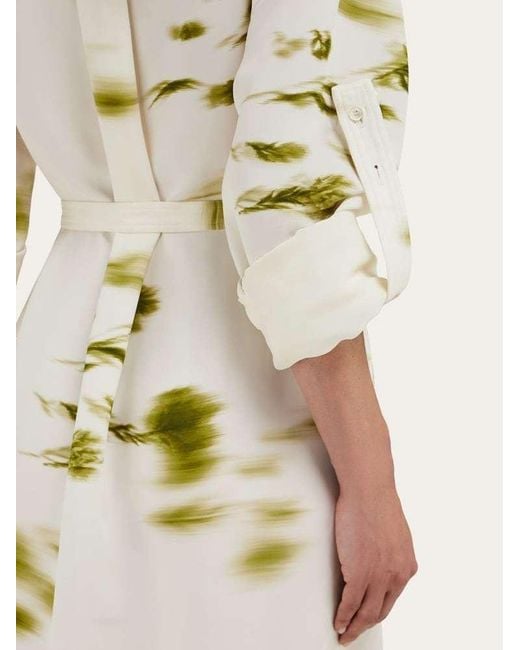 Ferragamo White Flower Printed Shirt Skirt