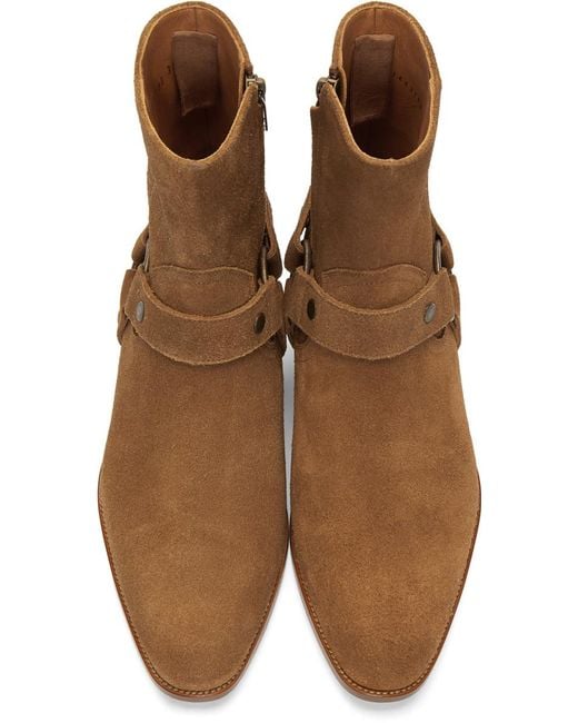 Saint Laurent Brown Wyatt Harness Ankle Boots for men