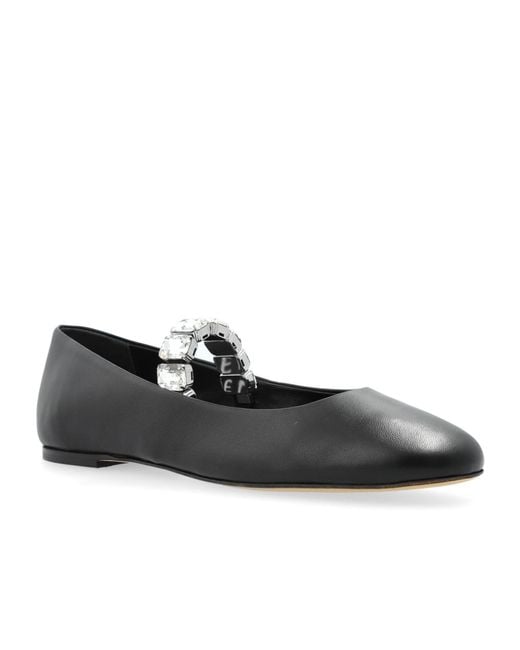 Casadei Black Embellished Ballet Flat Shoes
