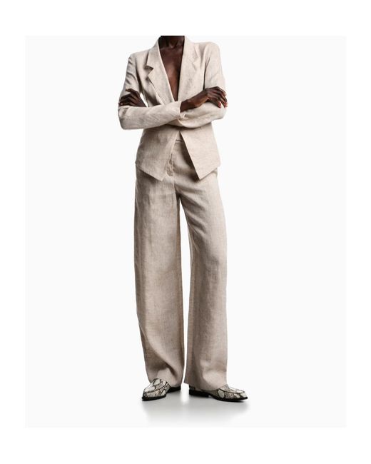 Emporio Armani White High-Waist Straight-Leg Trousers