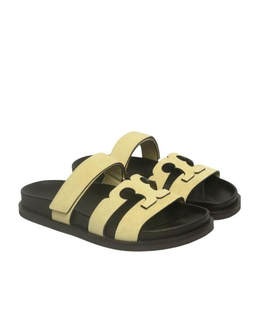 Tory Burch White Ines Suede Slides