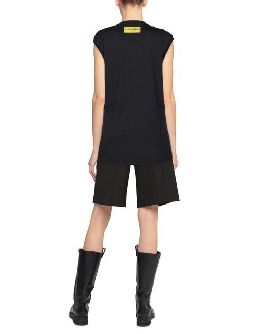 Dolce & Gabbana Black Solid Color Printed Knit T-Shirt