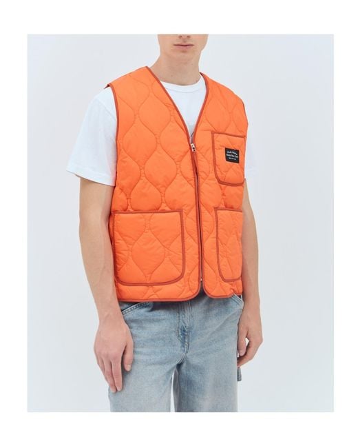 Awake Couture Orange Quilted Vest for men