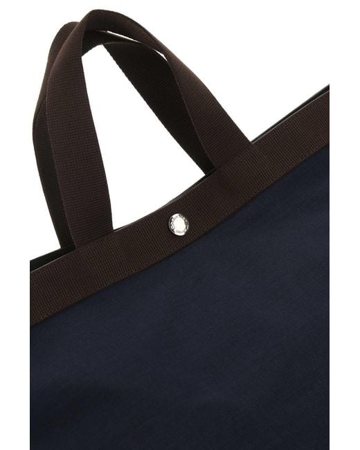 Herve Chapelier Blue Stitched Design Handbag