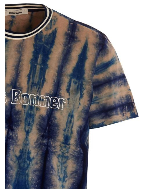 Wales Bonner Blue Logo-Print Tie-Dye T-Shirt for men