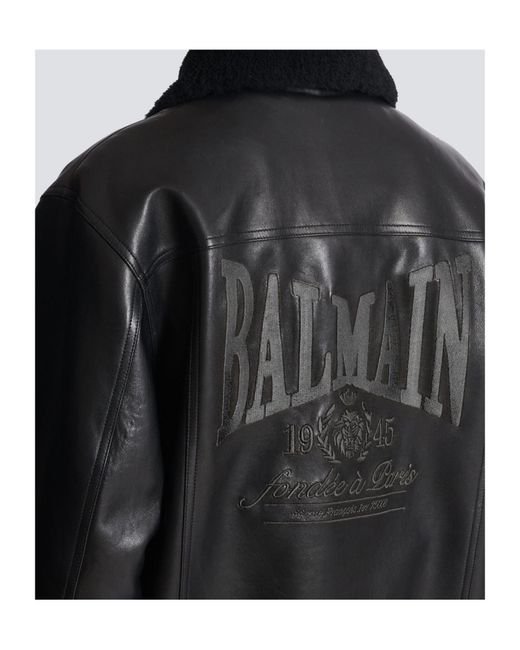 Balmain Black Aviator Zip-Up Bomber Jacket for men