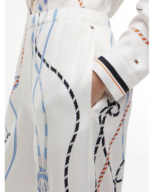Tommy Hilfiger White Rope Print Relaxed Straight Trousers