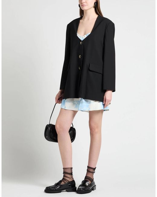 Ganni Black Single-Breasted Blazer