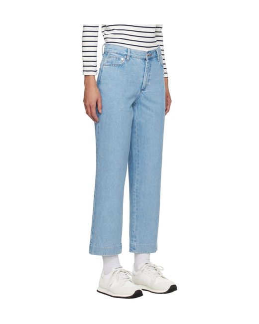A.P.C. Blue New Sailor Stitch Detail Denim Pants