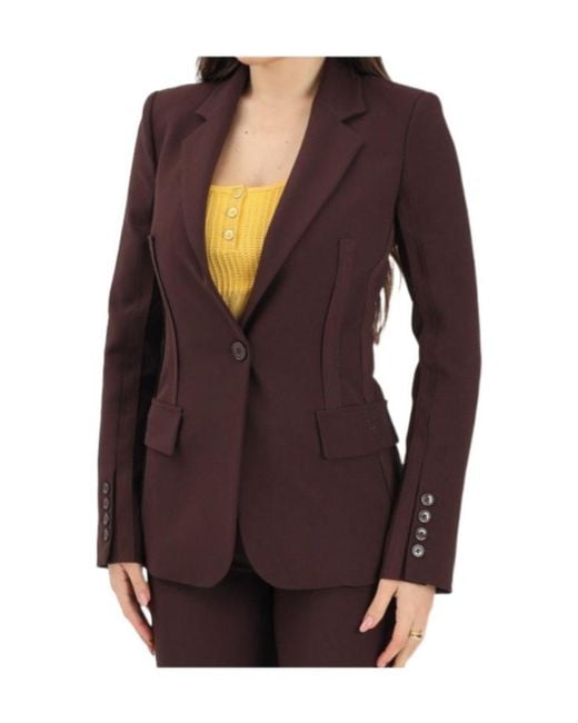 Elisabetta Franchi Purple Bourdeaux Tailored Blazer