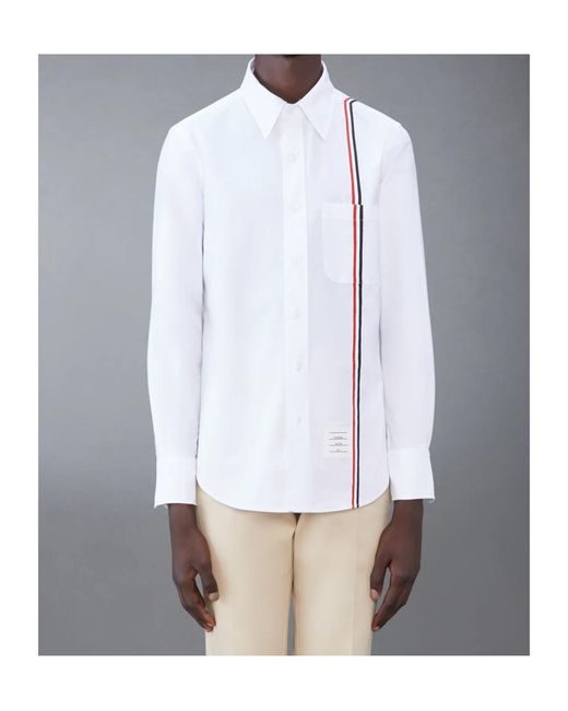 Thom Browne White Rwb Striped Buttoned Shirt for men