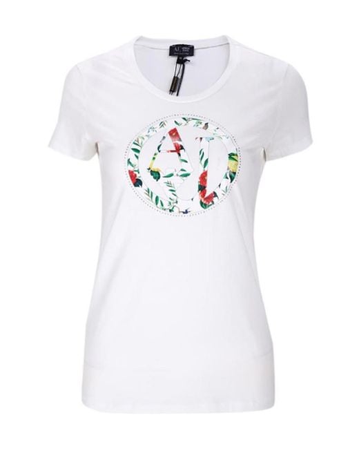 Armani Jeans White T-Shirt With Round Neck And Short Sleeves