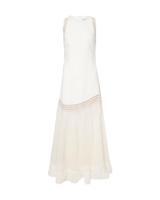 Jonathan Simkhai White Zakaria Mesh-Trimmed Maxi Dress