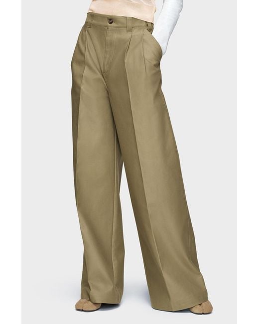 Maison Margiela Green Wide-Leg Pleated Trousers