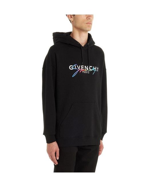 Givenchy Blue Logo Cotton Hoodie for men