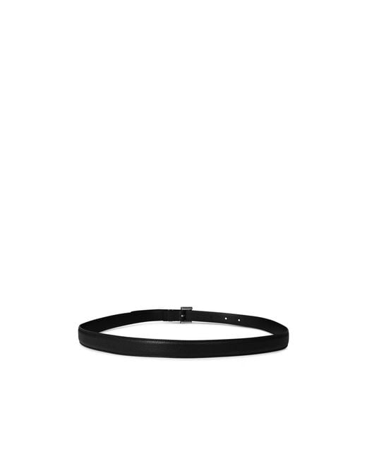 Saint Laurent White Thin Logo Belt for men