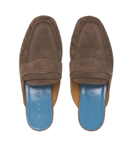 Marni Brown Fringe Trim Sabots for men
