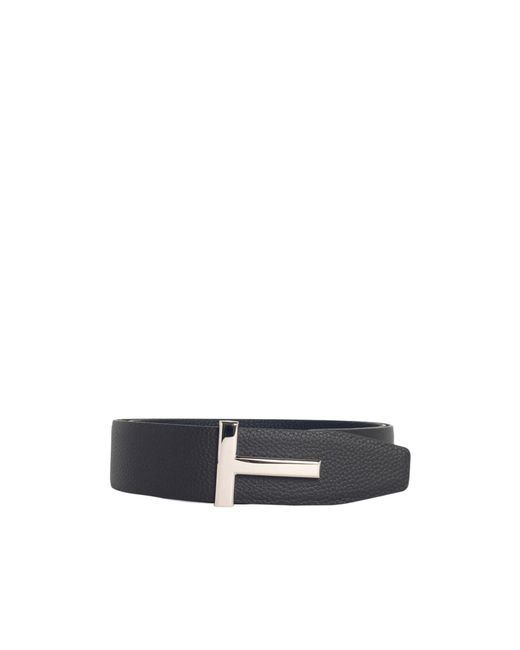 Tom Ford White T Icon Reversible Leather Belt for men