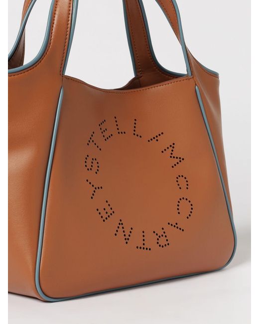 Stella McCartney Brown Logo Detailed Top Handle Bag