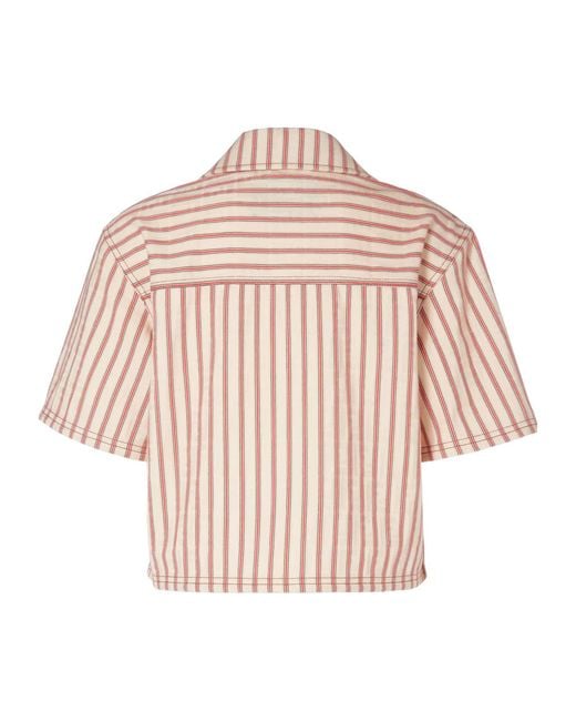 Fendi Pink Striped Ff Embroidered Denim Shirt