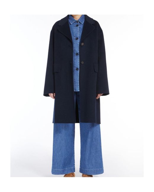 Max Mara Blue Long-Sleeved Stretch Denim Shirt