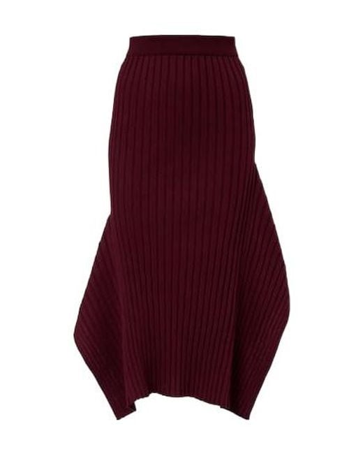 Stella McCartney Purple Asymmetric Ribbed-Knit Midi Skirt