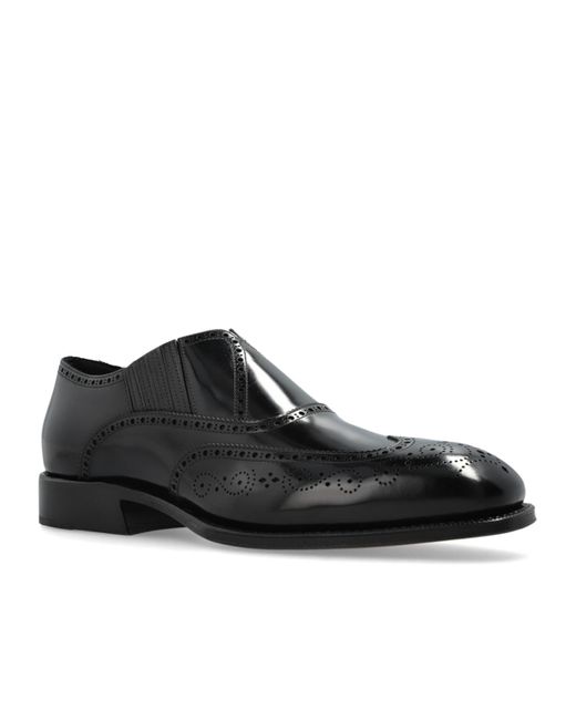 Alexander McQueen Black Brogue Style Slip-On Loafers for men