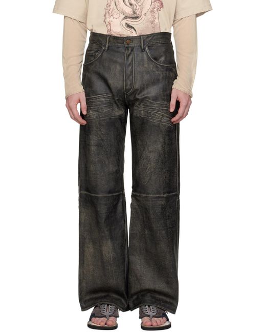 Acne Black Faded Leather Pants for men