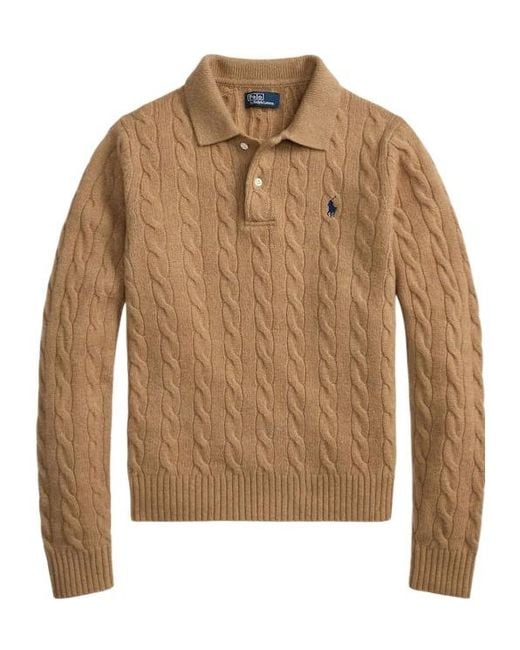 Polo Ralph Lauren Brown Logo Embroidered Knitted Polo Shirt