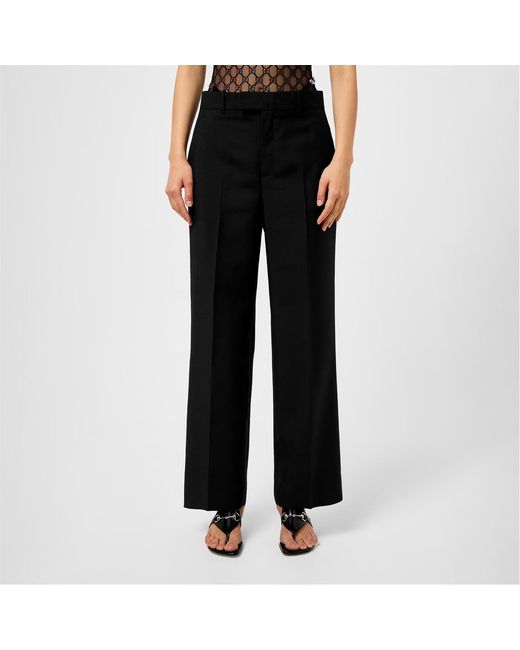 Gucci Black Plain Mohair Cutout Tailored Trousers