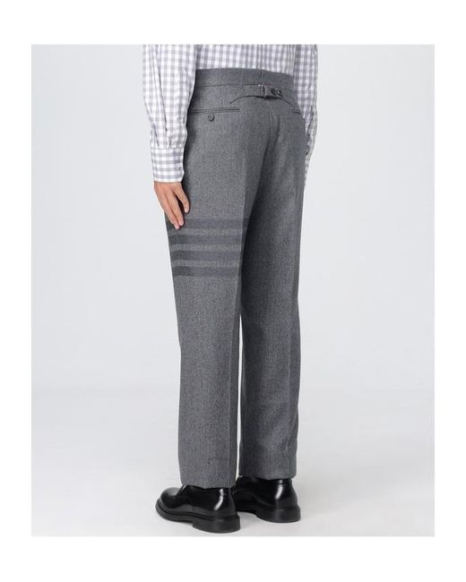Thom Browne Gray Tonal -Bar Flannel Trousers for men