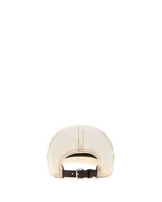 Miu Miu White Logo-Patch Distressed Baseball Cap