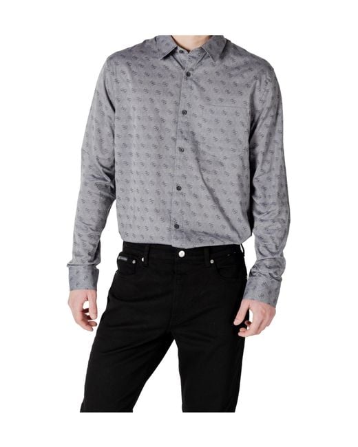 Guess Gray Long-Sleeved Shirt for men