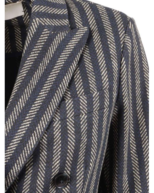 Circolo 1901 Gray Long Sleeved Striped Blazer