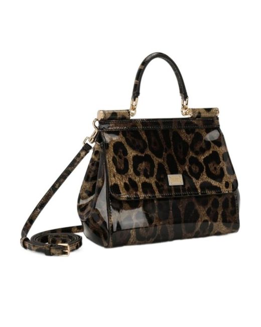 Dolce & Gabbana Black Kim Leopard Printed Medium Sicily Bag