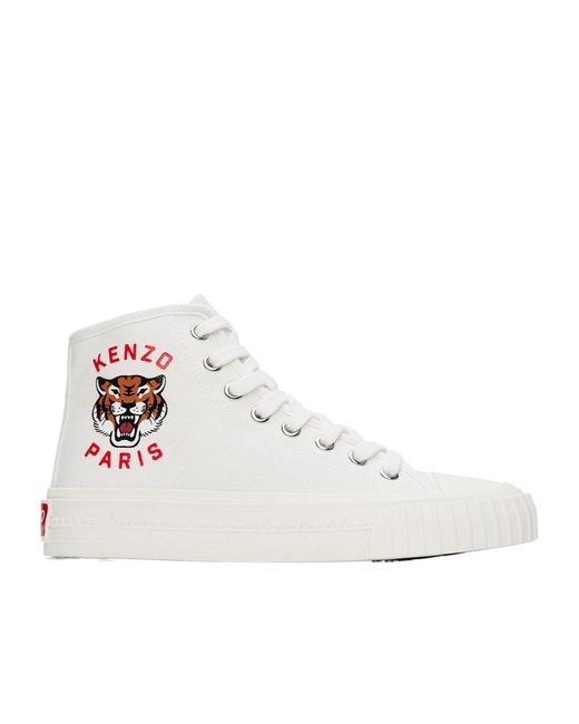 KENZO White Logo Pattern High Upper Board Shoes for men