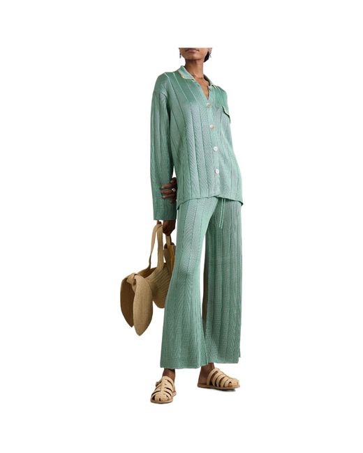Calle Del Mar Green Rib-Knit Shirt