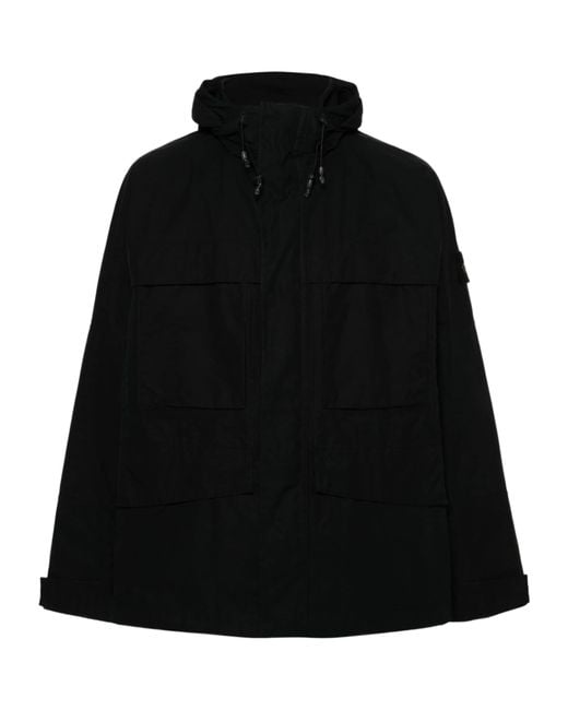 Stone Island Black Ghost Drawstring Hooded Jacket for men