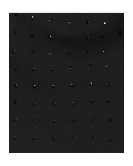 Pinko Black Drapped Embellished Cowl-Neck Dress